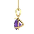 thumbnail image 3 of 2 ct Brilliant Round Cut Solitaire Natural Amethyst 14k Yellow Solid Gold Everyday Affordable Designer Necklace Pendant with 16" Chain, 3 of 6