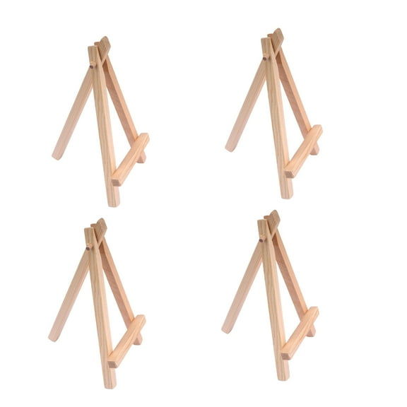 HZCrisp 4-Pack Mini Wooden Display Stands, Small Tabletop Easel-Style Holders for Photos, Business Cards, Menu Signs, Crafts and Mobile Phones