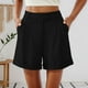 thumbnail image 1 of MKLEKYY Pantalones Cortos de Vestir de Cintura Alta para Mujer con Pliegues, Bolsillos Laterales y Espalda Elástica, Cómodos, Transpirables, Informales, para Viajar, Verano, Primavera y Otoño., 1 of 4