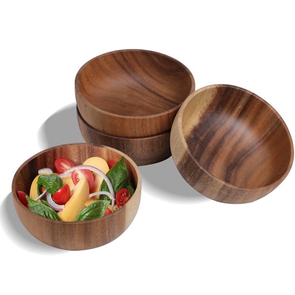 EIMELI Wooden Salad Bowl  Wood Serving Bowl  Fruits or Salads Modern Round Shape Style  Great  Fruit  Food  Salads  Mixing & Serving Bowls - 1PC