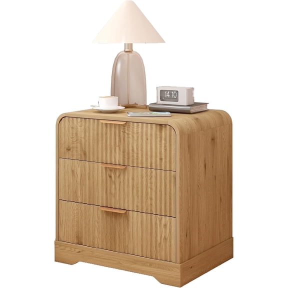 GASLIKE Nightstand Farmhouse Off-White 3 Drawers 1 Pack 25 in Wide