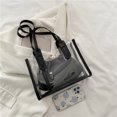 thumbnail image 2 of Bolsa de PVC transparente + PU Candy Totes Hombro Mujeres de compras (Negro) Ehuebsd Para Estrenar, 2 of 9