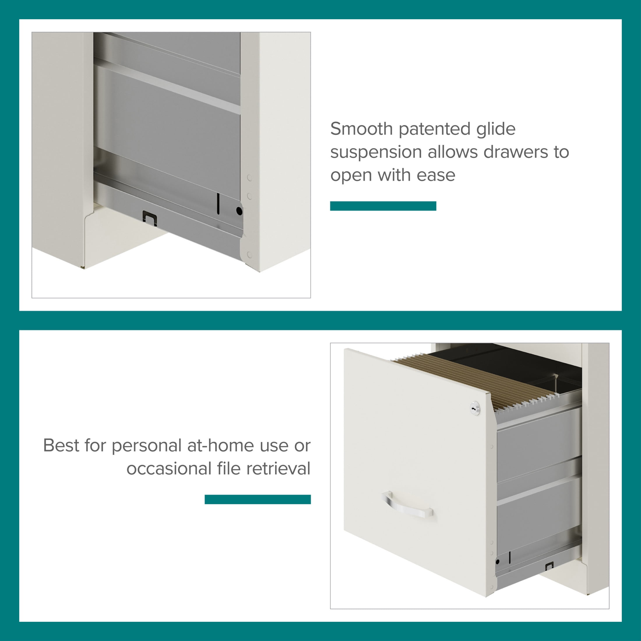 Space Solutions 18" Deep 2 Drawer Letter Width Vertical File Cabinet with Accessory Drawer, White
