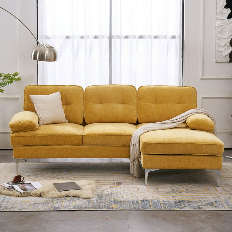 Ktaxon L Shaped Sectional Sofa, 83 Chenille Fabric Upholstered