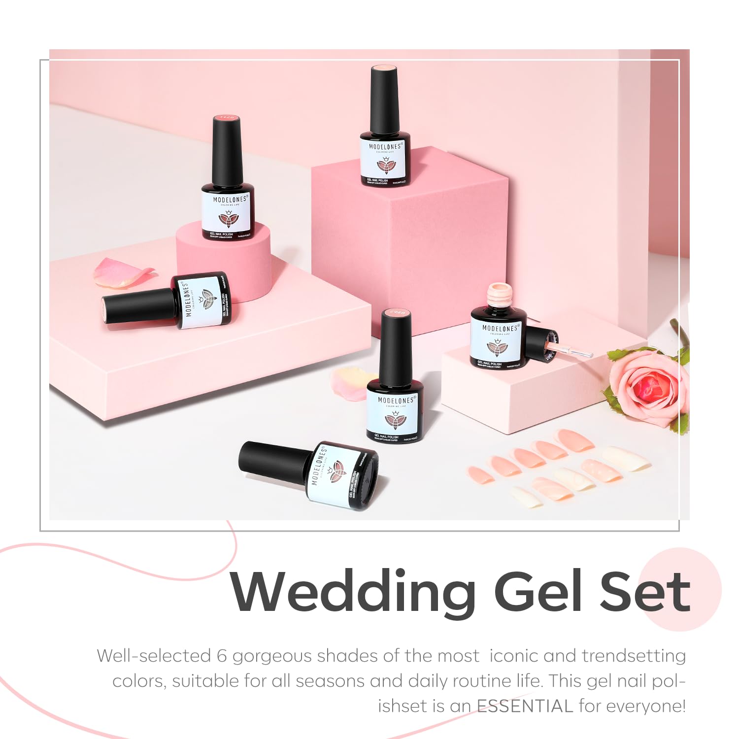 Modelones Gel Nail Polish Set, 6 Colors Nude Pink photo 2