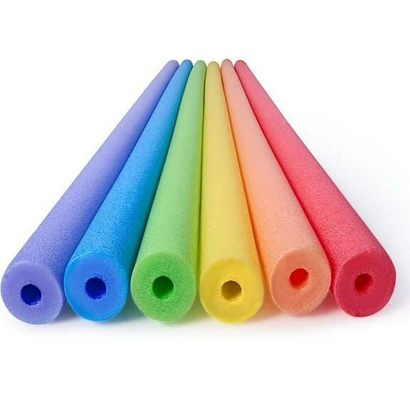 6-Pack 47" Foam Pool Noodles - Lightweight & Durable for Swimming, Floating & Pool Games (Vibrant Colors) - Perfect for Adults, Lessons & Parties