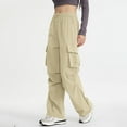 thumbnail image 6 of HUJlwoi Cargo Pants Women Lightweight Elastic Waist Baggy Wide Leg Pants for Outdoor Hiking Travel Trousers with Pockets, 6 of 7