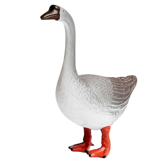 BESTONZON Grey Simulation Goose Figurine Realistic Desktop Ornament for Home Decor
