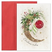 Masterpiece Studios Hollyville 16 Christmas Cards in a Keepsake Box, Festive Moon Wishes, 5.6" x 7.8", red