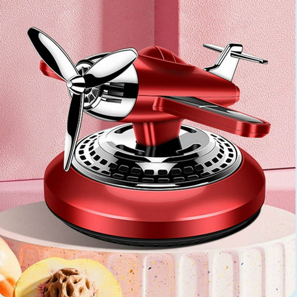Ambientador de aromaterapia para coche con energía solar | Decoración interior metálica de avión | Purificador giratorio sin batería | Tableta de fragancia natural | 9.5x7x8 cm | Opción de regalo