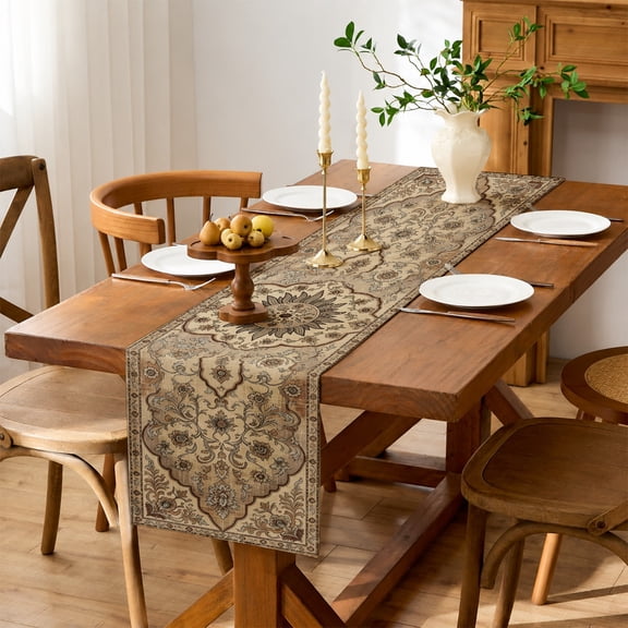 SPXUBZ Cotton Stem Farmhouse Table Runner 13 x 72 Inch Rustic Botanical Dining Table Runner Country Kitchen Table Home Decor