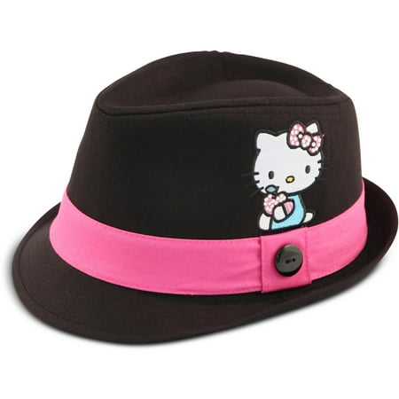 Hello Kitty black twill fedora with pink band