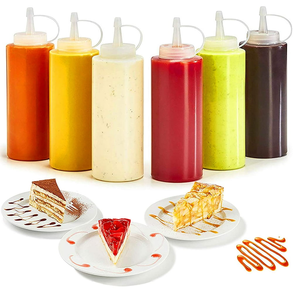 (6pk)8 oz Squeeze Bottles Ketchup Mustard BBQ Containers Dispenser