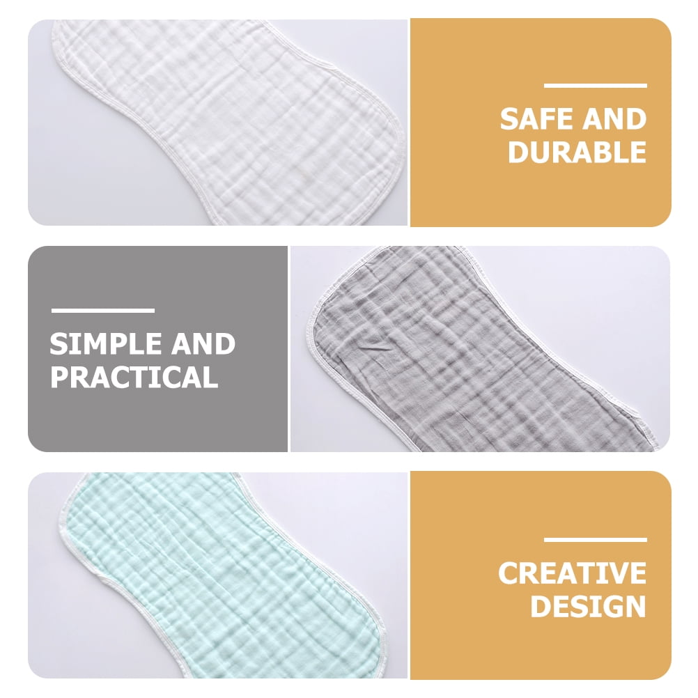 UPOUART 5-Pack Soft Cotton Baby Burp Cloths, Absorbent White Rags for Newborn Care and Indoor Use