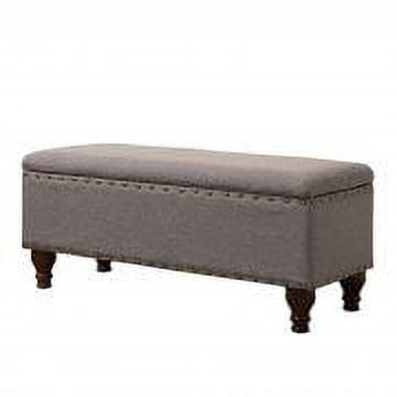 HomePop Large Storage Bench with Nailhead Trim, 42"W x 18"D x 18"H, Gray