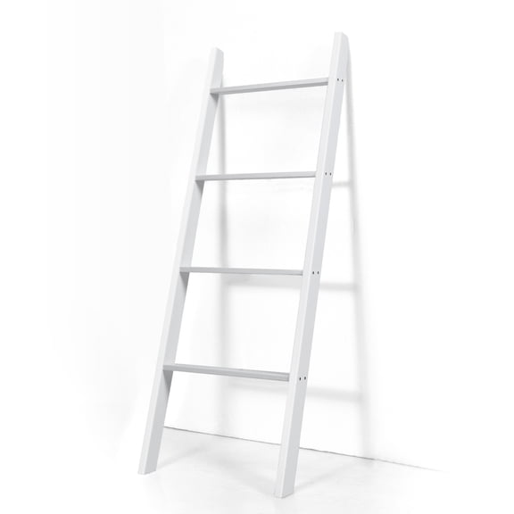 BOBOKY Wall Leaning Blanket Ladder Wood Decorative Quilt and Blankets Holder Rack in White for Bedroom.