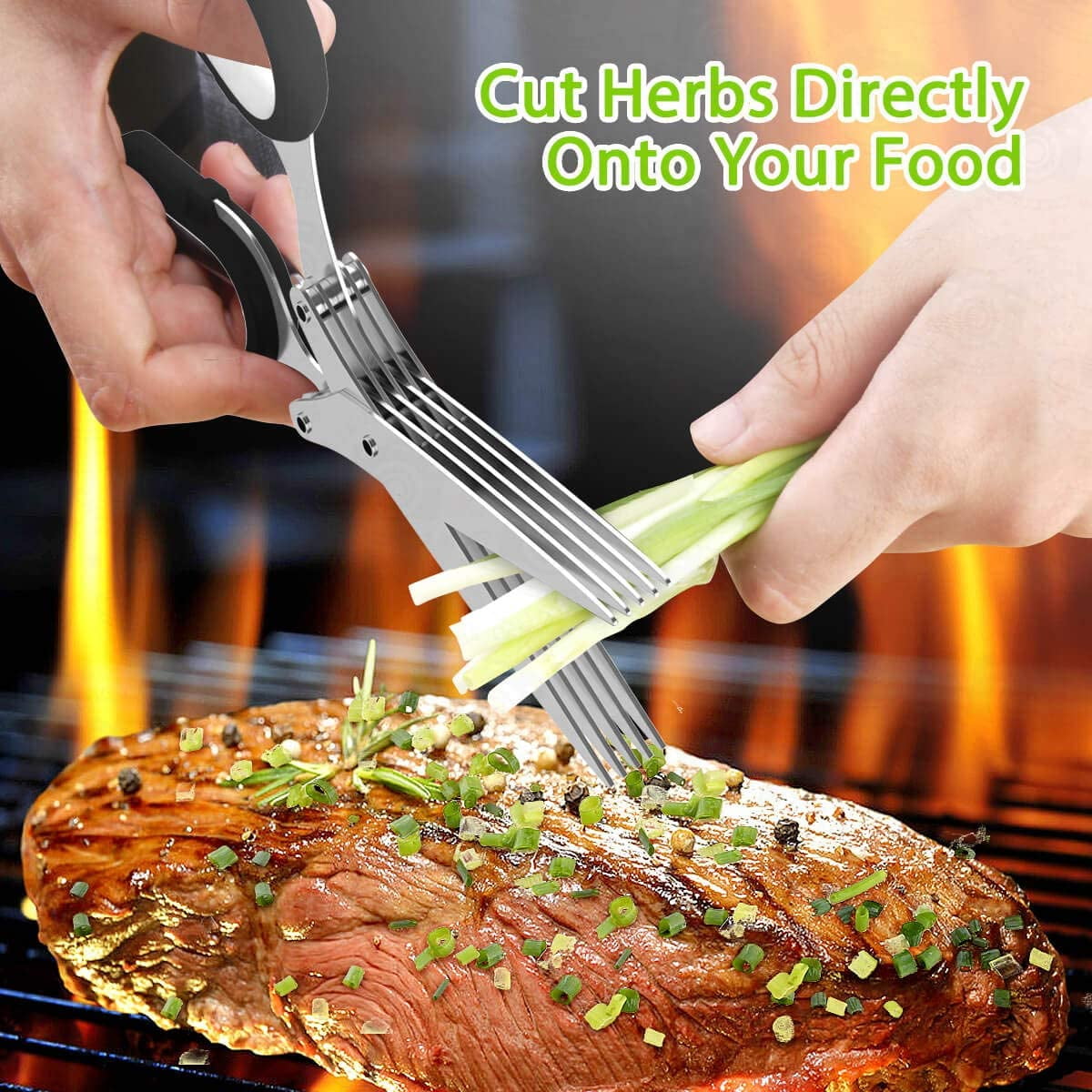 Herb Scissors Set, Kitchen Gadgets for Cutting, Stainless Steel Food Scissors