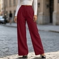 thumbnail image 5 of Women's Corduroy High Waist Wide Leg Dress Pants Pleated Front Loose Suit Trousers Business Casual Pants with Pockets Fashion Bottoms Wine, 5 of 9