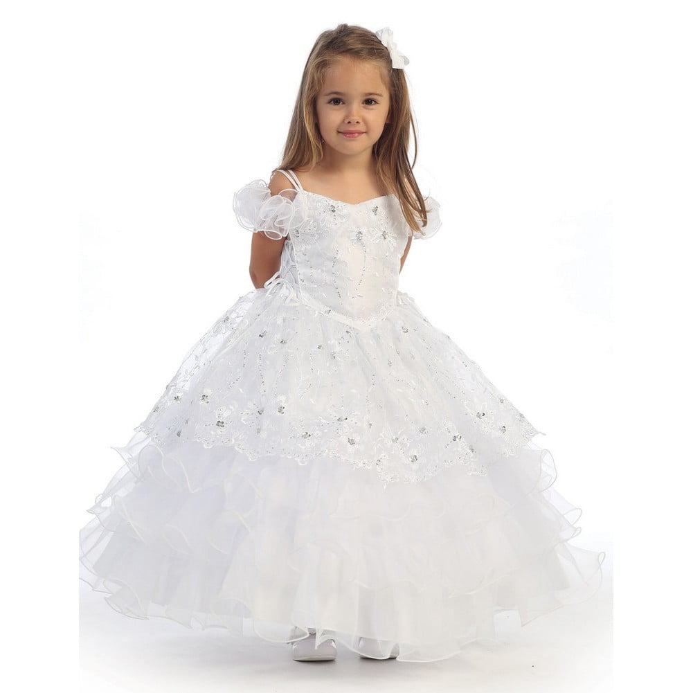 Angel Garment White Organza Ruffle Pageant Flower Girl ...