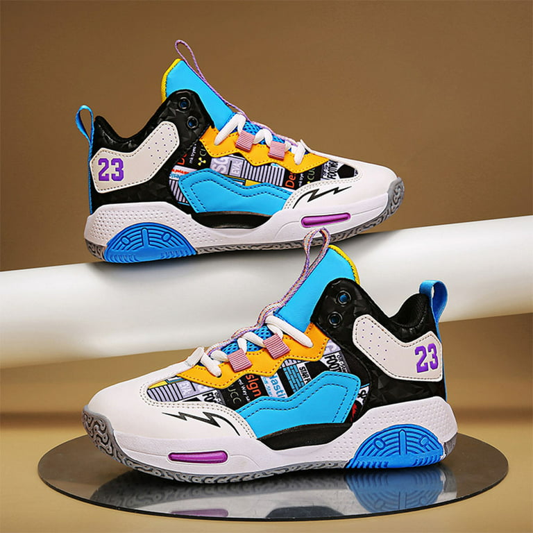 Boys girls kid basketball shoes Light ventilation Street cartoon Fashion  durable lace up non-slip Rubber sole Child youth Big Kids cozy lined  outdoors sports shoes 