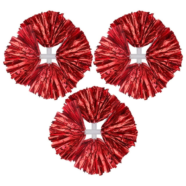 SEWCHICS Red Pet Plastic Cheer Pompom Props 4Pcs for Spirit Support in Sports Events