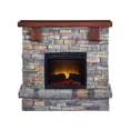 Bold Flame 40 inch Faux Stone Electric Fireplace in Brown