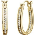 thumbnail image 4 of Channel Set 1/3 cttw Diamond Hoop Earrings in 14k Yellow Gold, 4 of 5