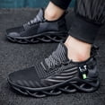 thumbnail image 2 of Plus Size Mens Shock Absorbing Blade Type Running Shoes - Breathable, Non-Slip, Lace Up, EVA Insole, Geometric Pattern, Round Toe, Fabric Upper - Ideal for Jogging, Walking, Fall, Spring, Summer Seaso, 2 of 5