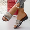thumbnail image 5 of CQONEPT Womens Fashion Casual Spring And Summer Comfortable Woven Hollow Breathable Round Toe Open Toe Thick Wedge Heel Slippers Silver 38, 5 of 6