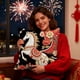 thumbnail image 1 of Year Of The Horses Themed Decorative Pillow Cover With Festive Red Print Suitable For Living Room Sofa Car Or Bedside Use, 1 of 6