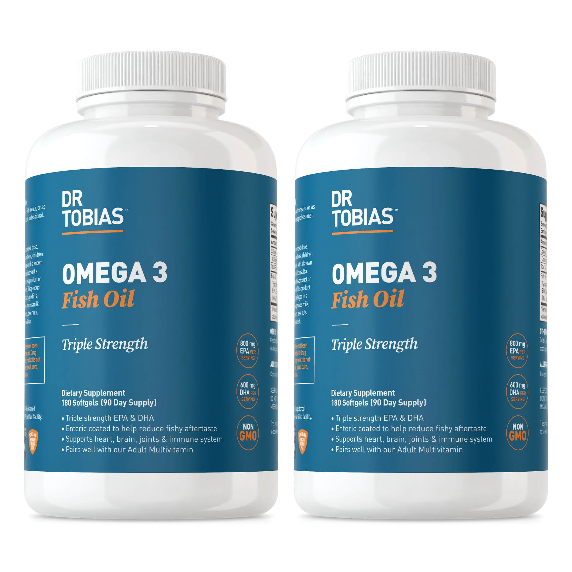 Dr. Tobias Omega 3 Fish Oil, 800 mg EPA 600 mg DHA Omega 3 Supplement for Heart, Brain & Immune