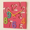 thumbnail image 3 of Reloj de pared de moda acrílico cuadrado de 30x30 cm / 12 pulgadas, reloj silencioso con números huecos 3D, decoración de oficina para habitación de c rojo Zulema Reloj colgante de pared, 3 of 8