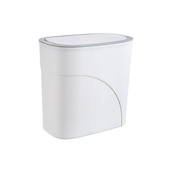 AHMT Plastic Bathroom Trash Cans Small Garbage Can with Pop up Lid, Dog Proof Narrow Wastebasket, Slim Waterproof Litter Trash Bins Set for Bedroom, Toilet, Office(White)