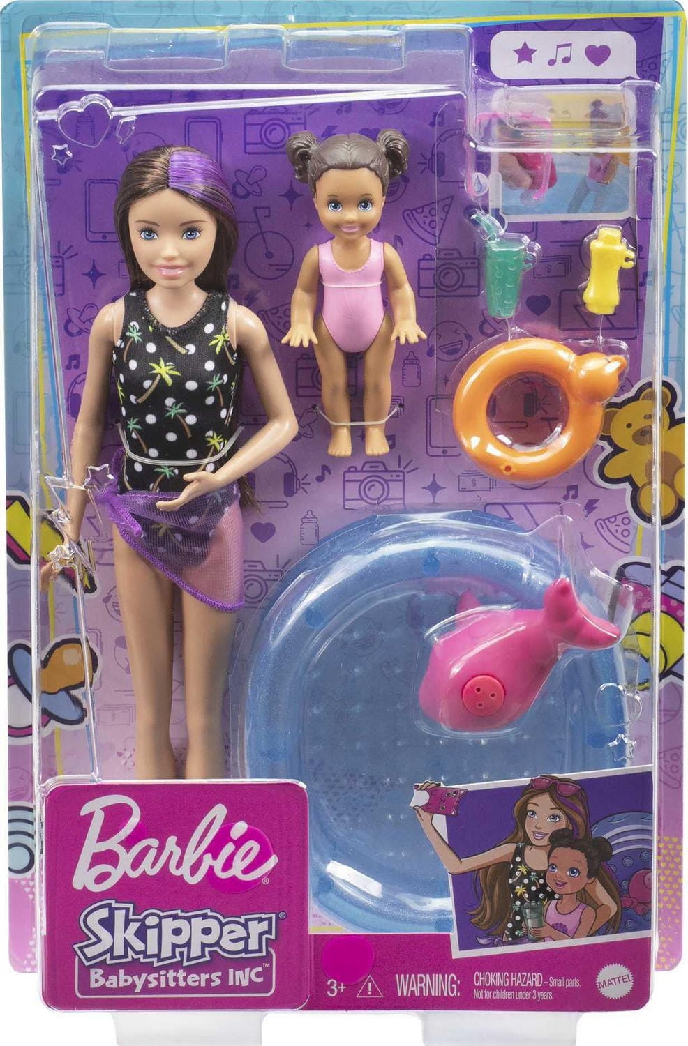 Coffret Barbie Baby-sitter avec une poupée Skipper baby-sitter