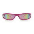 thumbnail image 4 of Retro Slit Thin Narrow Rectangle Curved Wrap Sport Plastic Sunglasses Pink - Pink Mirror, 4 of 7