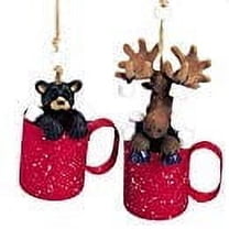 Metal Moose in Mug Christmas Ornament, 4"
