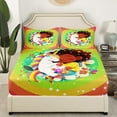 thumbnail image 4 of Erosebridal Unicorn Fitted Sheet African Black Fitted Bed Sheet Full Cute Afro Bed Sheets Rainbow Colorful Floral Decor Bed Sheets With 2 Pillow Cases, 4 of 5