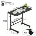 thumbnail image 2 of KAAYEE 31.5in C-shaped Side Table for Computer Desk,Adjustable Height Portable Rolling Table for Sofa Bed Home Office,Brown, 2 of 7