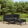 thumbnail image 1 of vidaXL 3 Piece Garden Lounge Set with Cushions Poly Rattan Black, 1 of 5