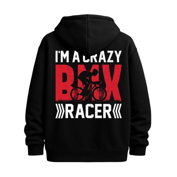 BMX Racer Hoodie graphic hoodies funny humor mens polyester black All-Season Fitness Top, Sleek Sporty Look, Durable Sportswear high quality husband