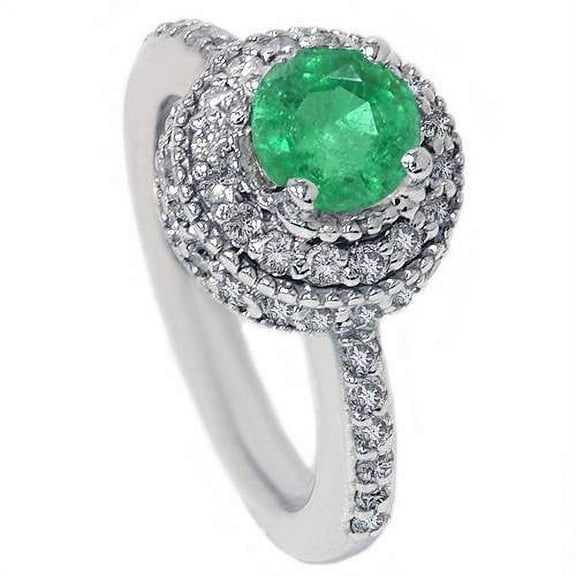 Pompeii 1 1/10ct Emerald Diamond Vintage Ring 14K White Gold (G/H,I1)