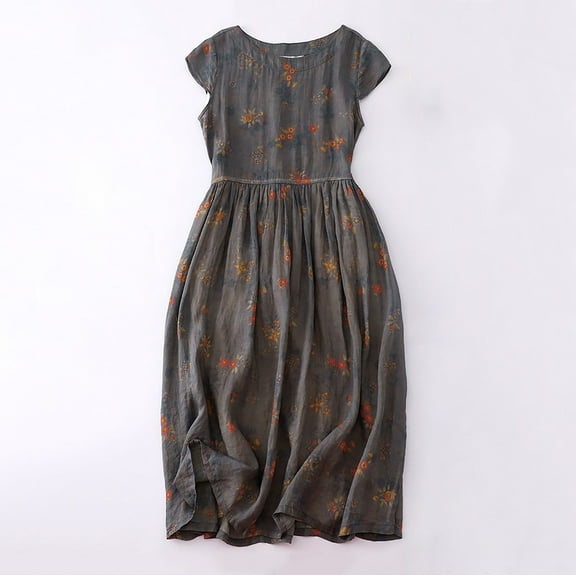 Dazajoo Womens Chest Wrapped Long Dress Cotton Linen Sleeveless Dresses Summer Beach Vacation Tank Dress,Gray,L