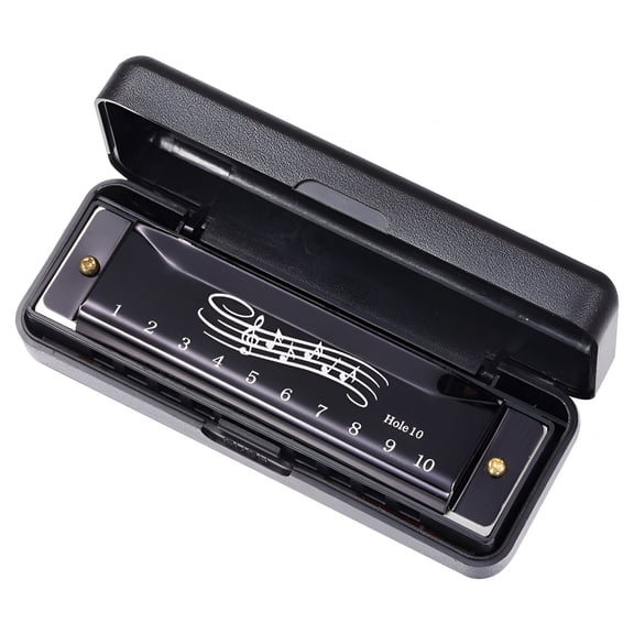 QAYOZ Blues Harmonica in C Key, 10 Holes Diatonic Harmonica 20 Tones Mouth Organ for Adult, Kid, Beginner