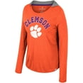 thumbnail image 2 of Women's Colosseum  Orange Clemson Tigers Distressed Heather Long Sleeve Hoodie T-Shirt, 2 of 3