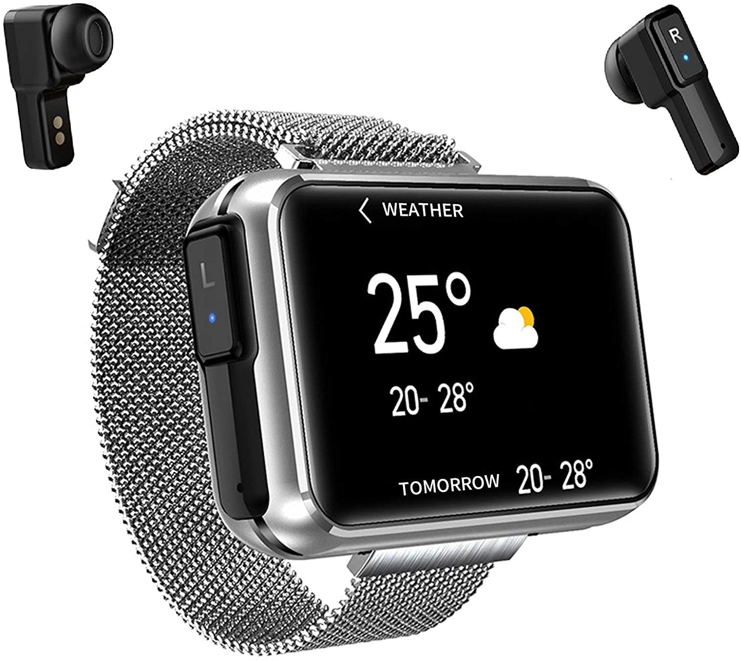 2 in 1 T91 Smart Watch with TWS Wireless Bluetooth Headset, Smart Bracelet with Touch Screen, Smartwatch Heart Rate Blood Pressure Fitness Tracker Earbuds-Silver,Stainless - Walmart.com
