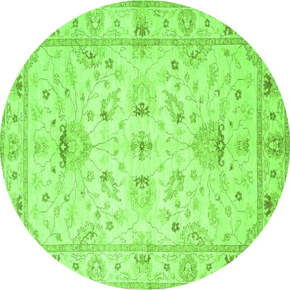 Ahgly Company Indoor Round Oriental Green Traditional Area Rugs, 4' Round