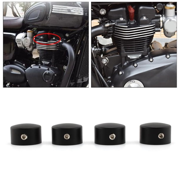 4 piezas de de cubierta de motocicleta, bujía, pernos mecanizados, tapas, tornillos, cubierta de tuerca, apto para Negro