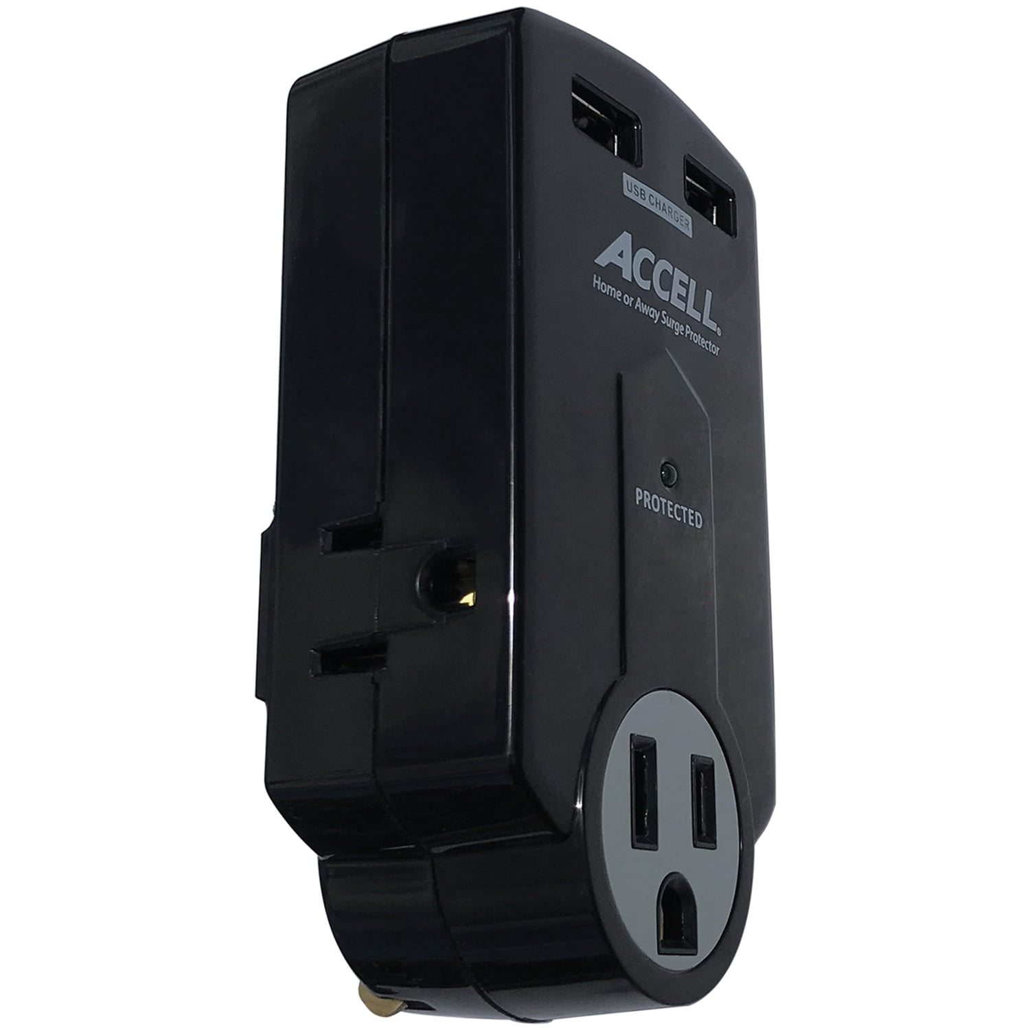 ACCELL D080B-011K Wall Mount 3 Outlets 612 Joules Travel Surge Protector with Dual USB Charging - Walmart.com