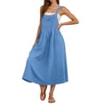 thumbnail image 5 of Oksale Vacation Dresses for Women Casual Sleeveless Linen Dress with Pockets 2026 Maxi Beach Dresses Blue M, 5 of 8