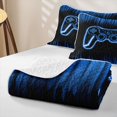 thumbnail image 4 of Erosebridal Neon Gamepad Bed Spread Queen for Boys Men, Neon Stripes Abstract Queen Coverlet Set, Black Blue, 3pcs, 4 of 7